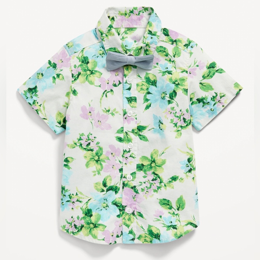 NWT! Old Navy Printed Poplin Shirt & Bow-Tie Set size 18-24 months
